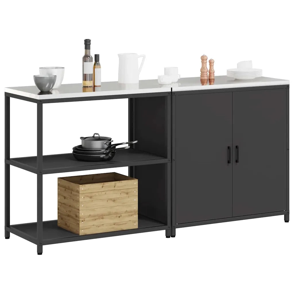 vidaXL Set di Stoccaggio per Cucina 2 pcs Nero 180 x 50 x 92 cm