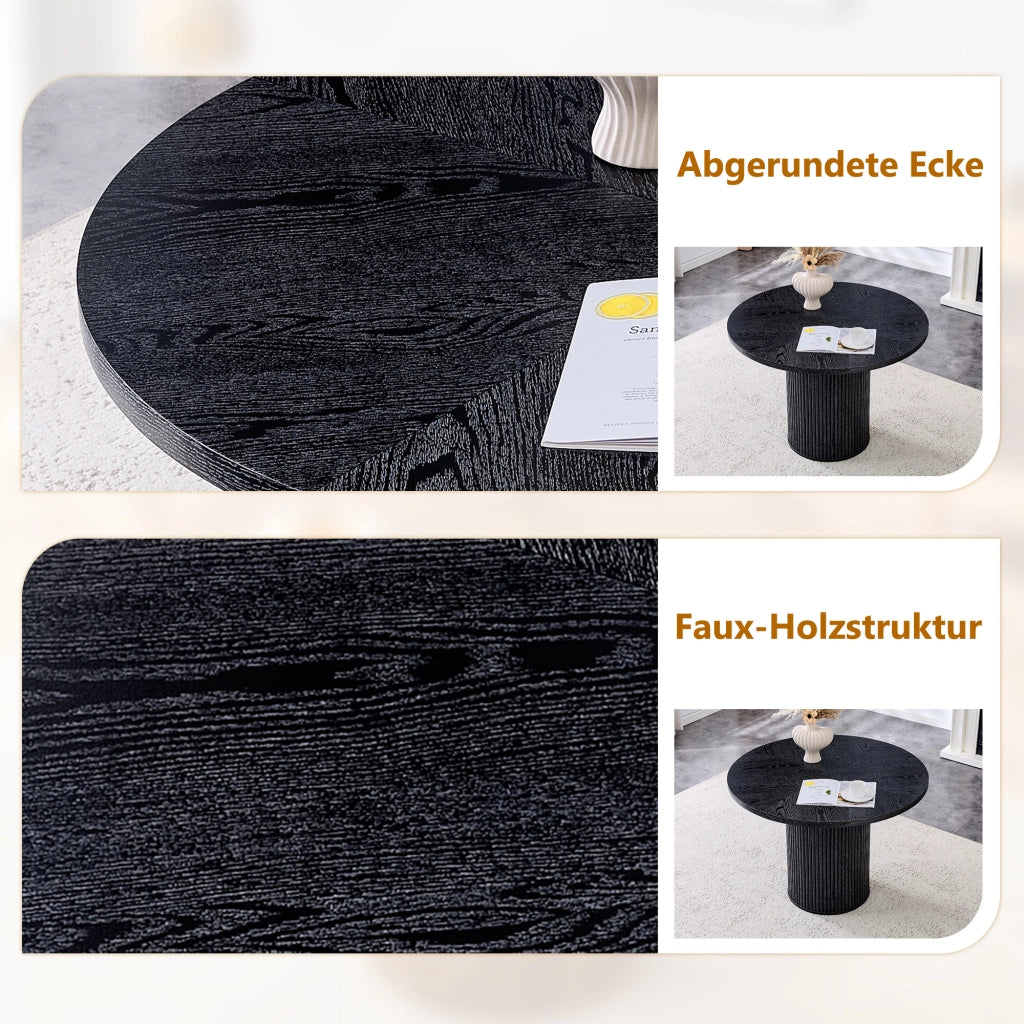 Tavolo da Pranzo Rotondo in MDF per 4-6 Persone ¨C Xylo ¨C Nero, Gambe a Colonna con Supporto in Metallo, 100 cm