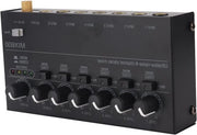 Mini mixer audio 6 canali per chitarra, basso e tastiera, mixer line senza suono con ingressi TRS - Ideale per uso dal vivo