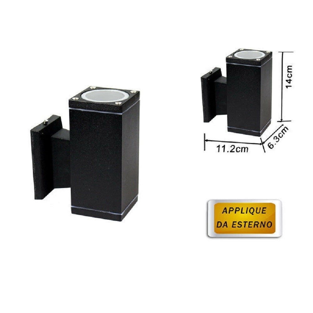 Trade Shop - Applique A Parete Per Esterno Giardino Ip55 Lampada Lampadina Attacco Gu10 - Nero