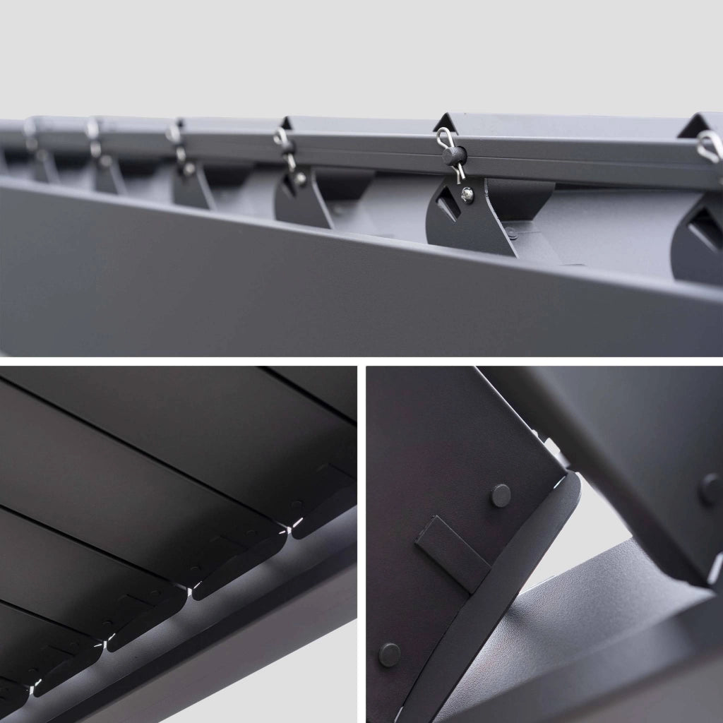 Pergola bioclimatica 3x3m in alluminio v2 + tenda 3m, antracite