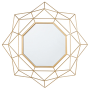 Specchio appeso a parete dorato 60 cm rotondo Art Déco Glamour Hollywood cornice geometrica