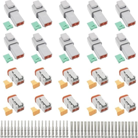 Connettori elettrici 2 poli sigillati grigi maschio e femmina impermeabili a 16-20 AWG per motocicletta scooter auto imbarcazione (10 set)