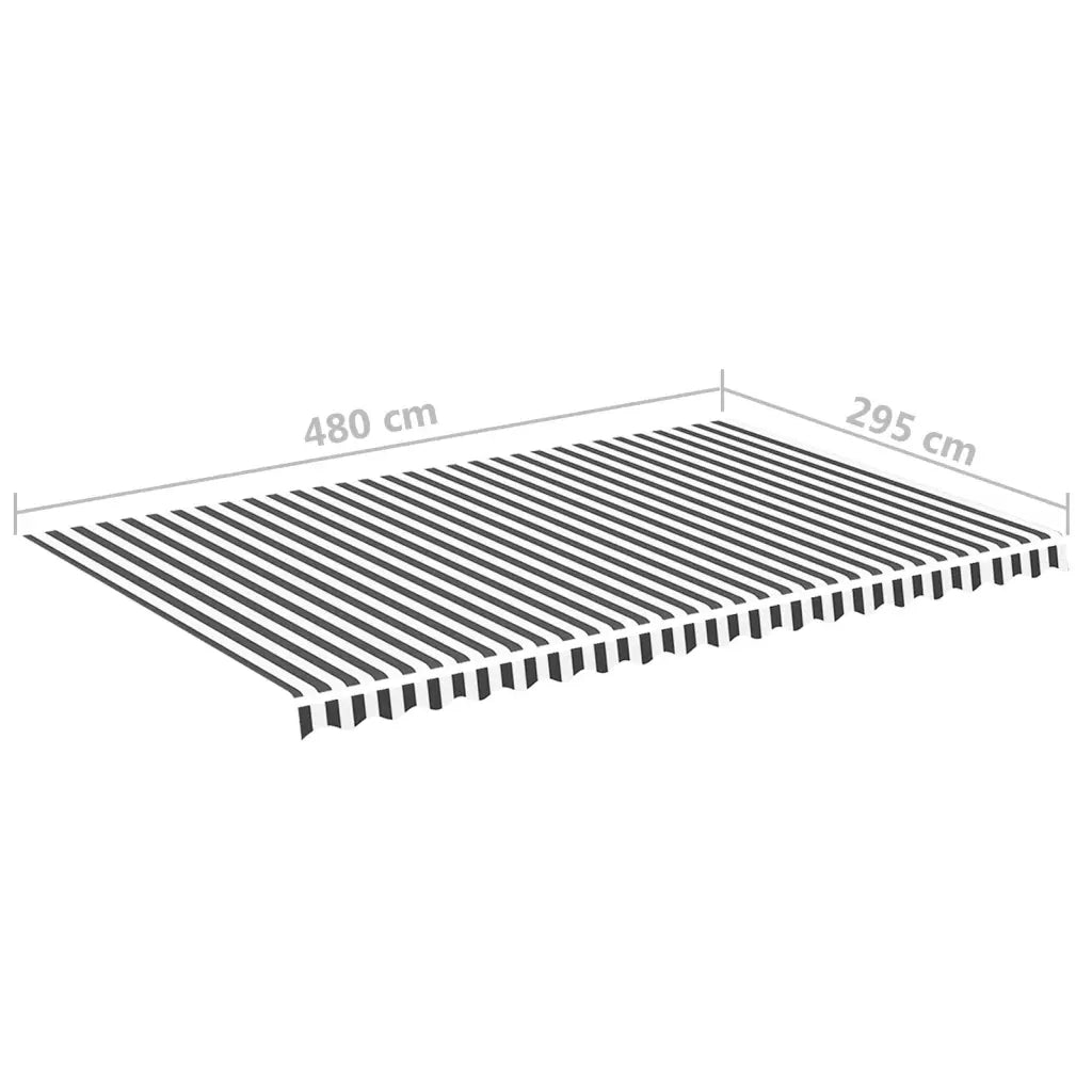 Tessuto di Ricambio per Tenda da Sole-Ricambio telo per tenda da sole Antracite e Bianco 5x3 m