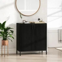 Credenza Moderna con 2 Porte, Ripiano Regolabile e Base Rialzata 80x40x90 cm Nero