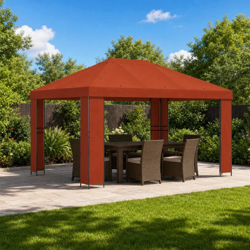 Gazebo 4 × 3 m Terracotta Poliestere e Acciaio 190 gsm 900376