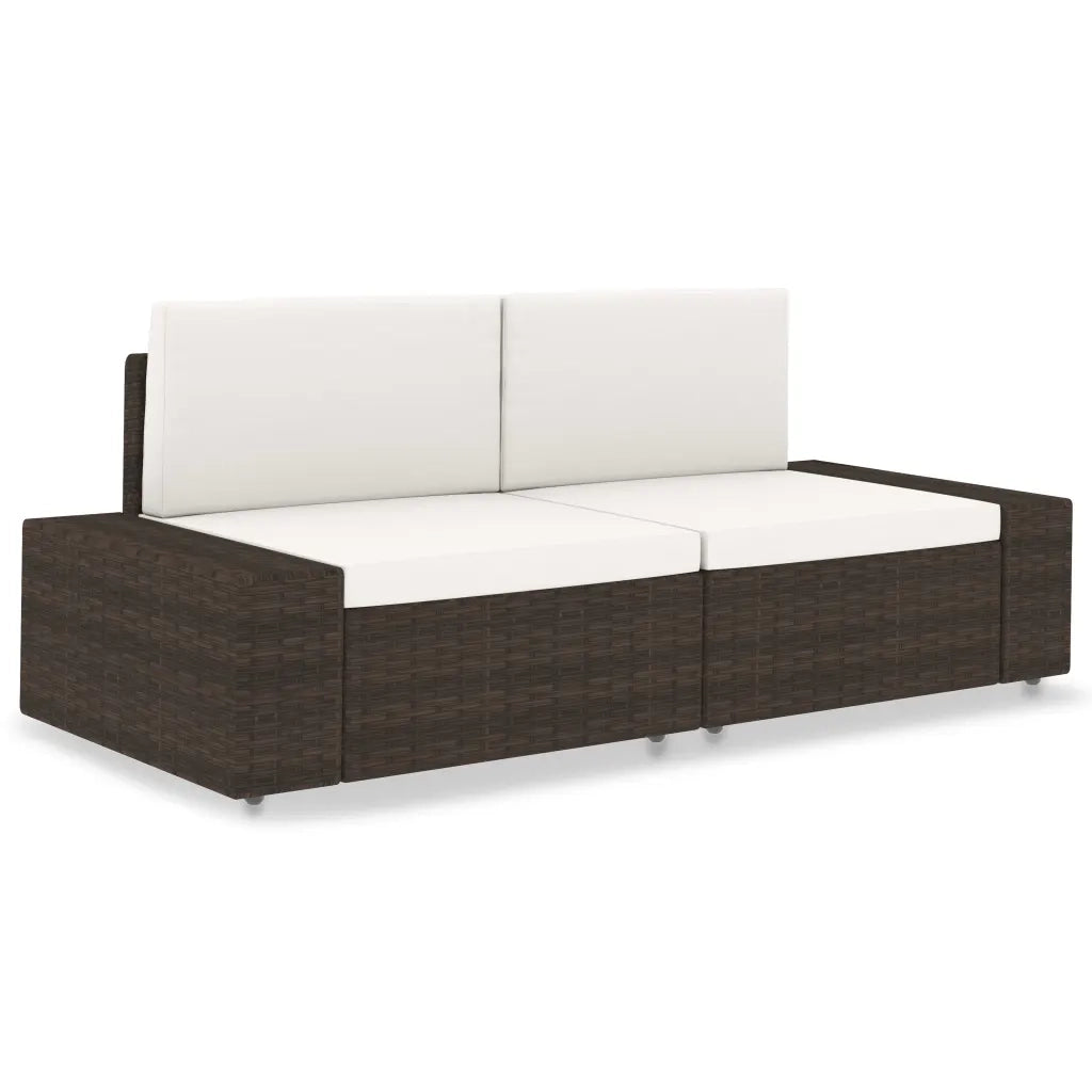 Divano Modulare a 2 Posti in Polyrattan Marrone