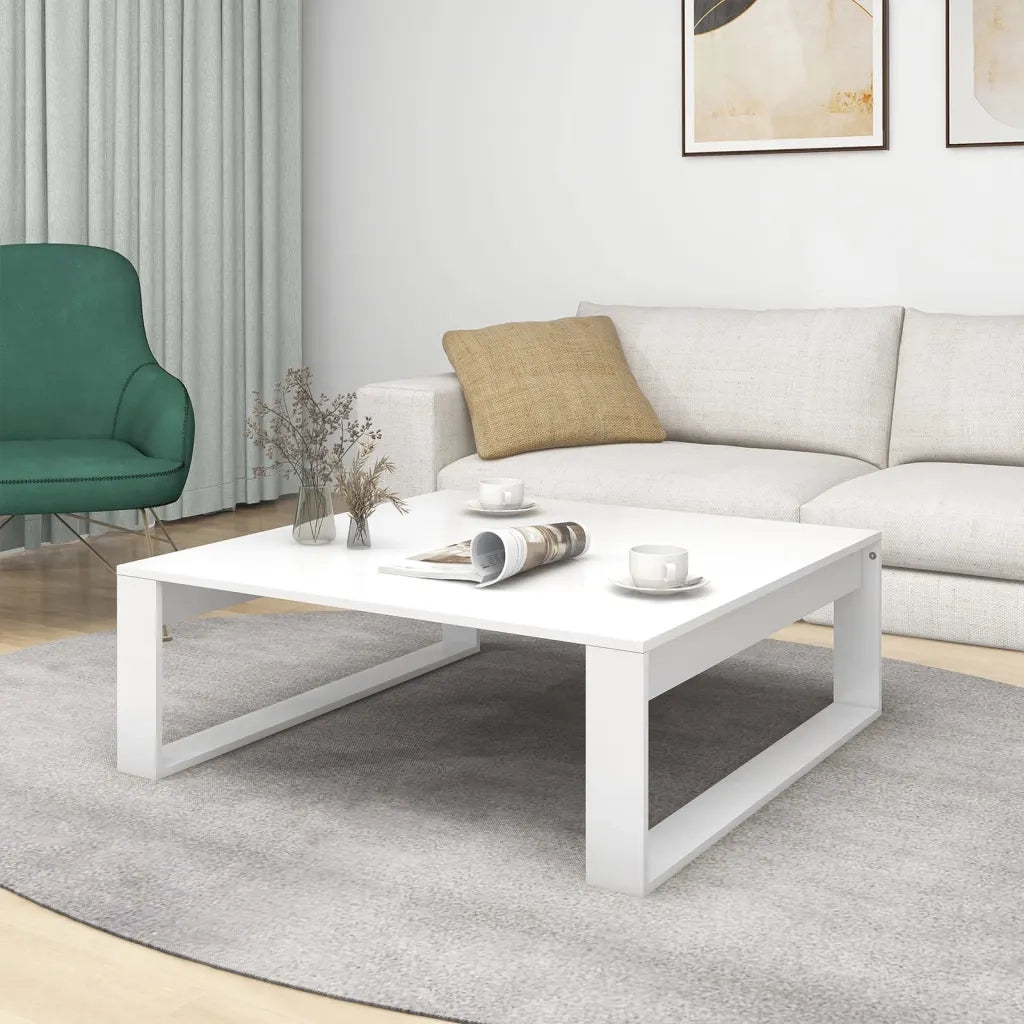 Tavolino da Salotto Bianco 100x100x35 cm in Legno Multistrato 808630