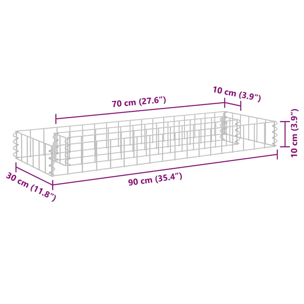 Gabbione Letto Rialzato in Acciaio Zincato 90x30x10 cm cod mxl 56095