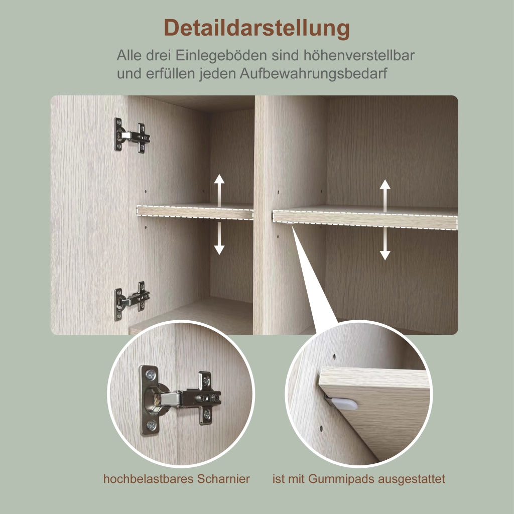 Colonna da cucina con vano rifiuti e ripiano per microonde in MDF effetto legno chiaro bianco 80 × 35 × 181 cm