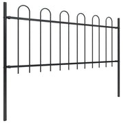 Recinzione da Giardino | Recinzione da cortile BOXTEL con Parte Superiore ad Anello in Acciaio 181x100 cm Nero