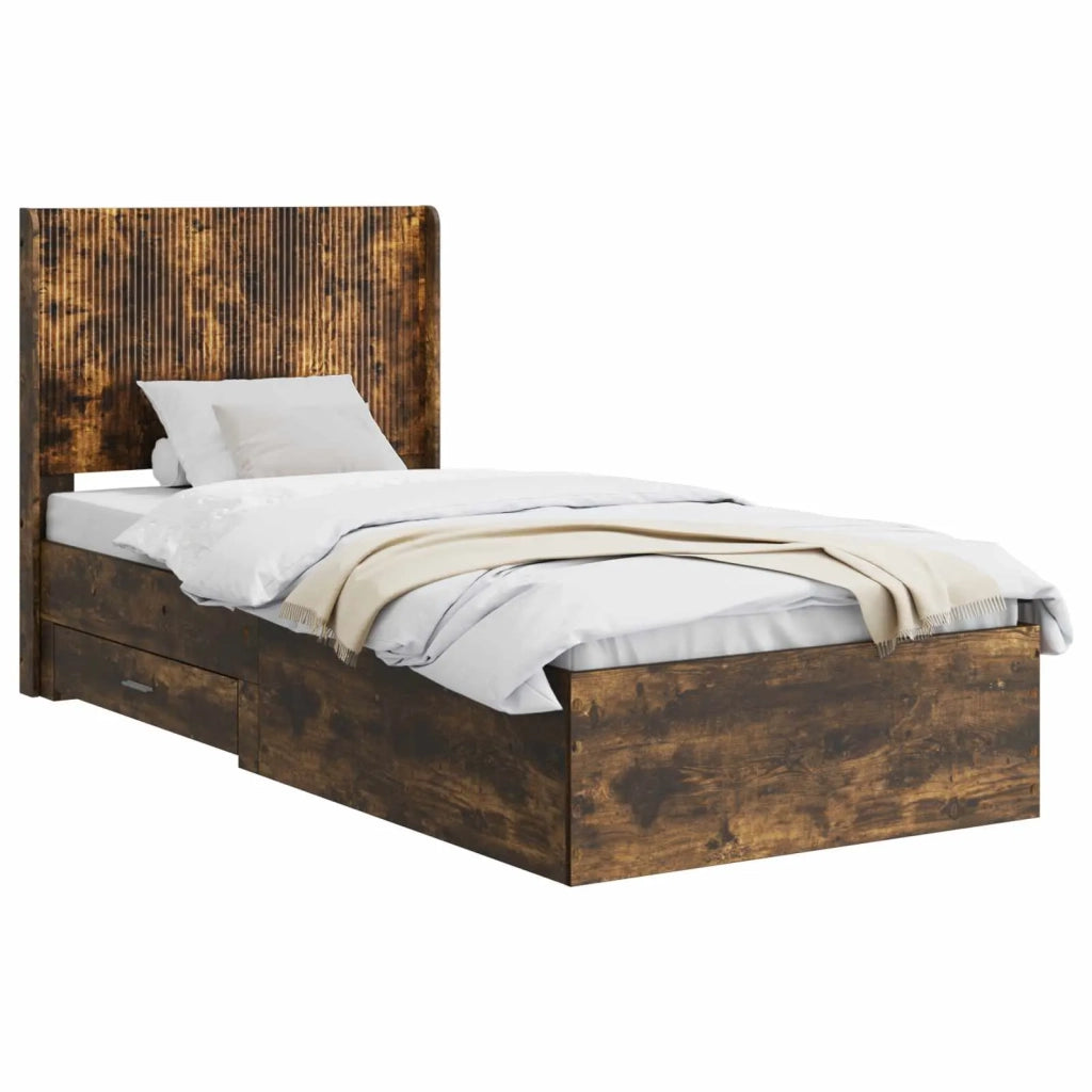 Struttura del letto con stoccaggio e testata Rovere Fumo 3414169