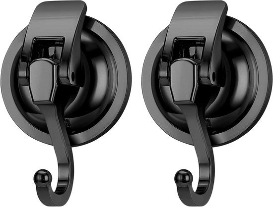 Zuignap Haken Premium per Opknoping - Zavorra per Carico Massimo 10kg - Hanger per Bagno e Cucina - 2 Pezzi - Nero