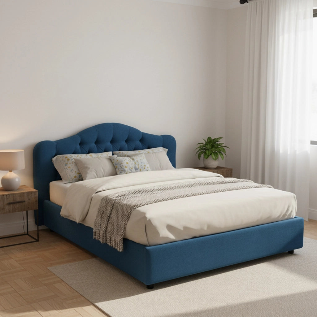 Letto Matrimoniale Arex, Letto Matrimoniale Sfoderabile Made in Italy, blu