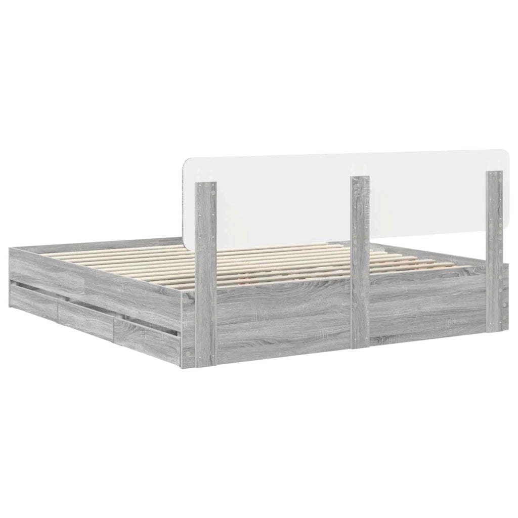 Struttura del letto con cassetto Sonoma grigia 200 x 200 cm