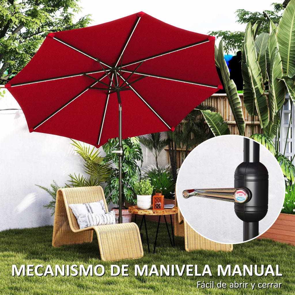 Ombrellone da Giardino ¨C zephmum ¨C Bordeaux, ?292 cm, con Luci LED Solari