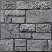 Pannelli 3D per Parete con Finestra in Pietra, 10 pezzi di Rivestimento per Parete con Finestra in Pietra PVC, 30 x 30 cm, Pannello 3D per Parete per Salotto, Camera da Letto (Grigio Scuro - 1)