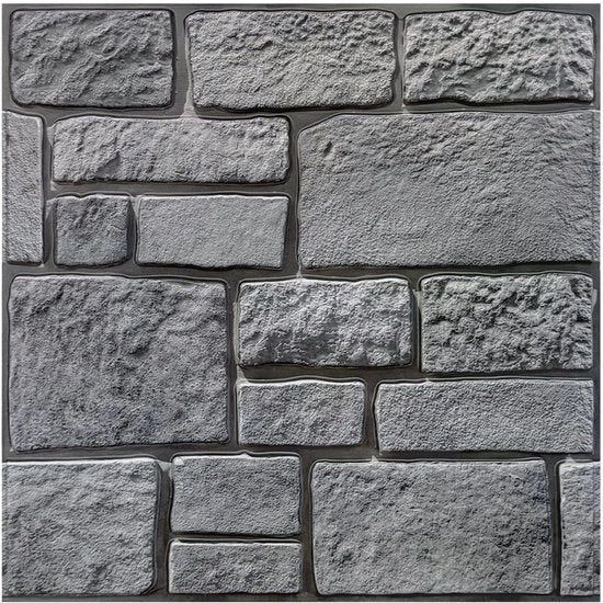 Pannelli 3D per Parete con Finestra in Pietra, 10 pezzi di Rivestimento per Parete con Finestra in Pietra PVC, 30 x 30 cm, Pannello 3D per Parete per Salotto, Camera da Letto (Grigio Scuro - 1)