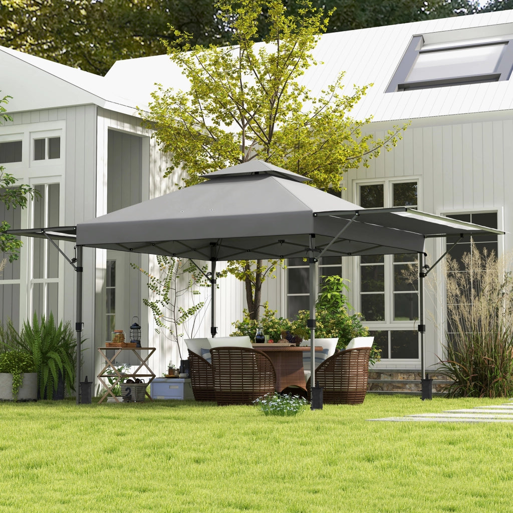 Tonnelle da giardino pieghevole 5x3 m ¨C zephmum ¨C grigio, tessuto oxford, 2 pareti regolabili, con ruote