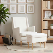 Poltrona con Ottomano 2 pz Crema Bouclé 3418838
