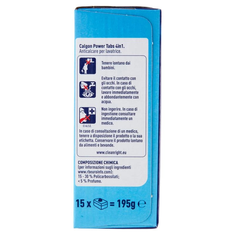 CALGON POWER TABS 4 IN 1 ANTICALCARE LAVATRICE 15 TABS 195 GR