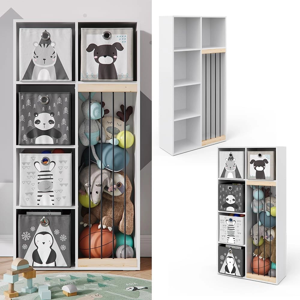 Libreria bambini Marvin, Bianco, 72 x 143 cm, adatto per riporre giocattoli e libri