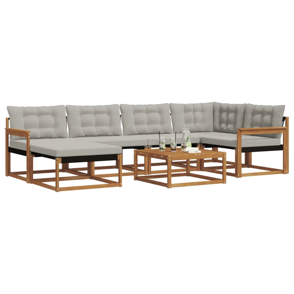 Set di divani da esterno 7 pcs Grigio Naturale e Chiaro