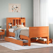 Letto Libreria senza Materasso Marrone Cera 100x200 cm in Pino 3308929