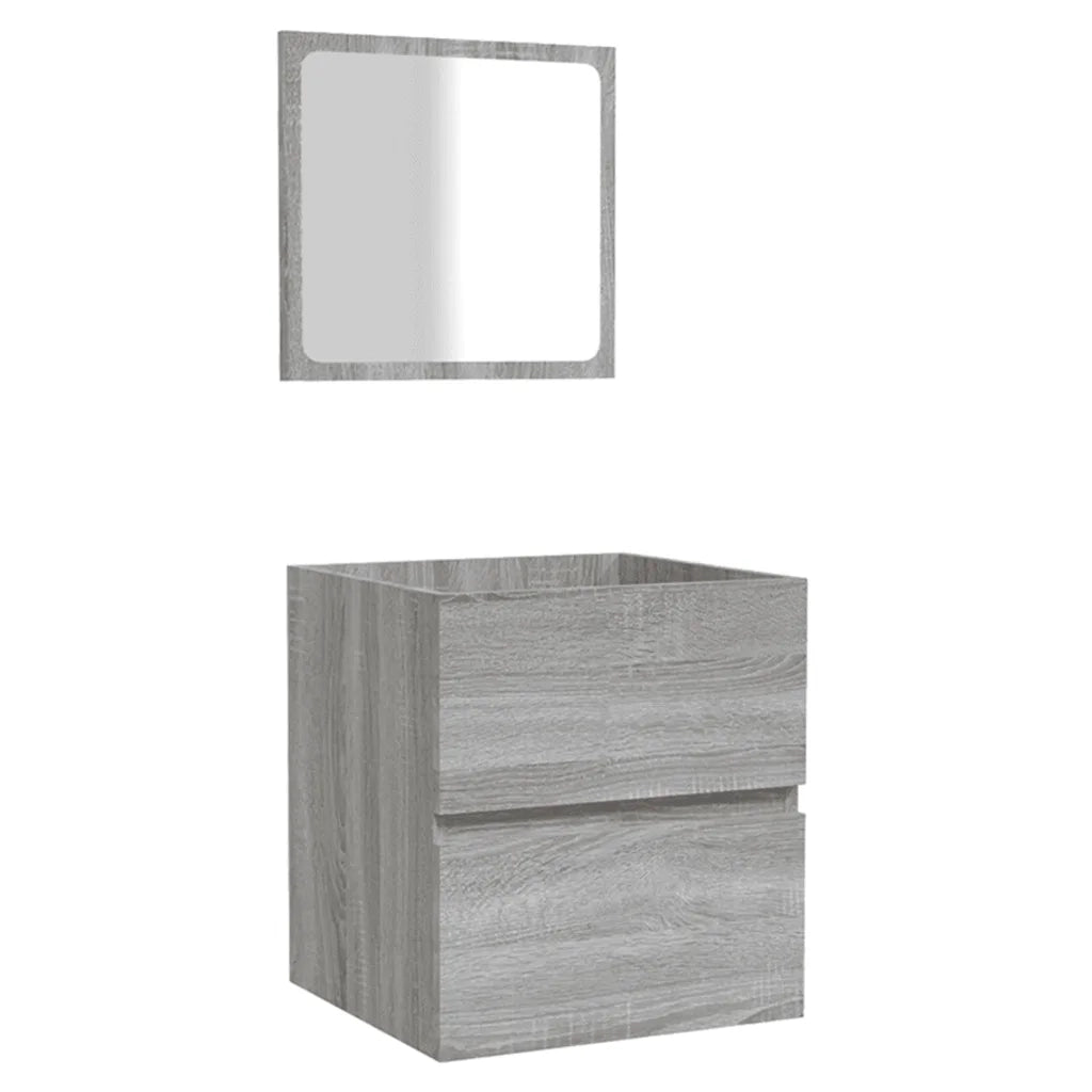 Mobile da Bagno | Armadio da bagno con Specchio Grigio Sonoma in Legno Multistrato