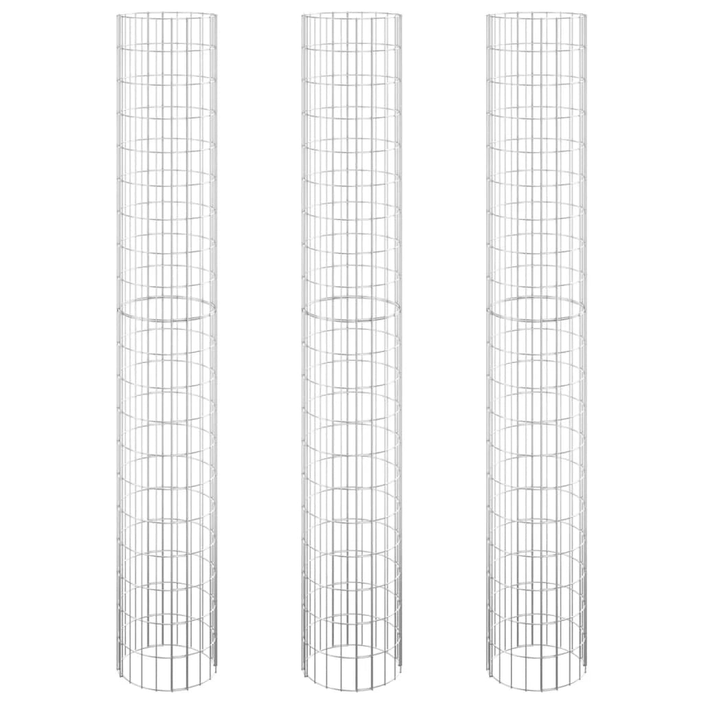 Gabbione circolare rialzato 3 pezzi acciaio zincato Ø30 x 200cm argento 02_0039903