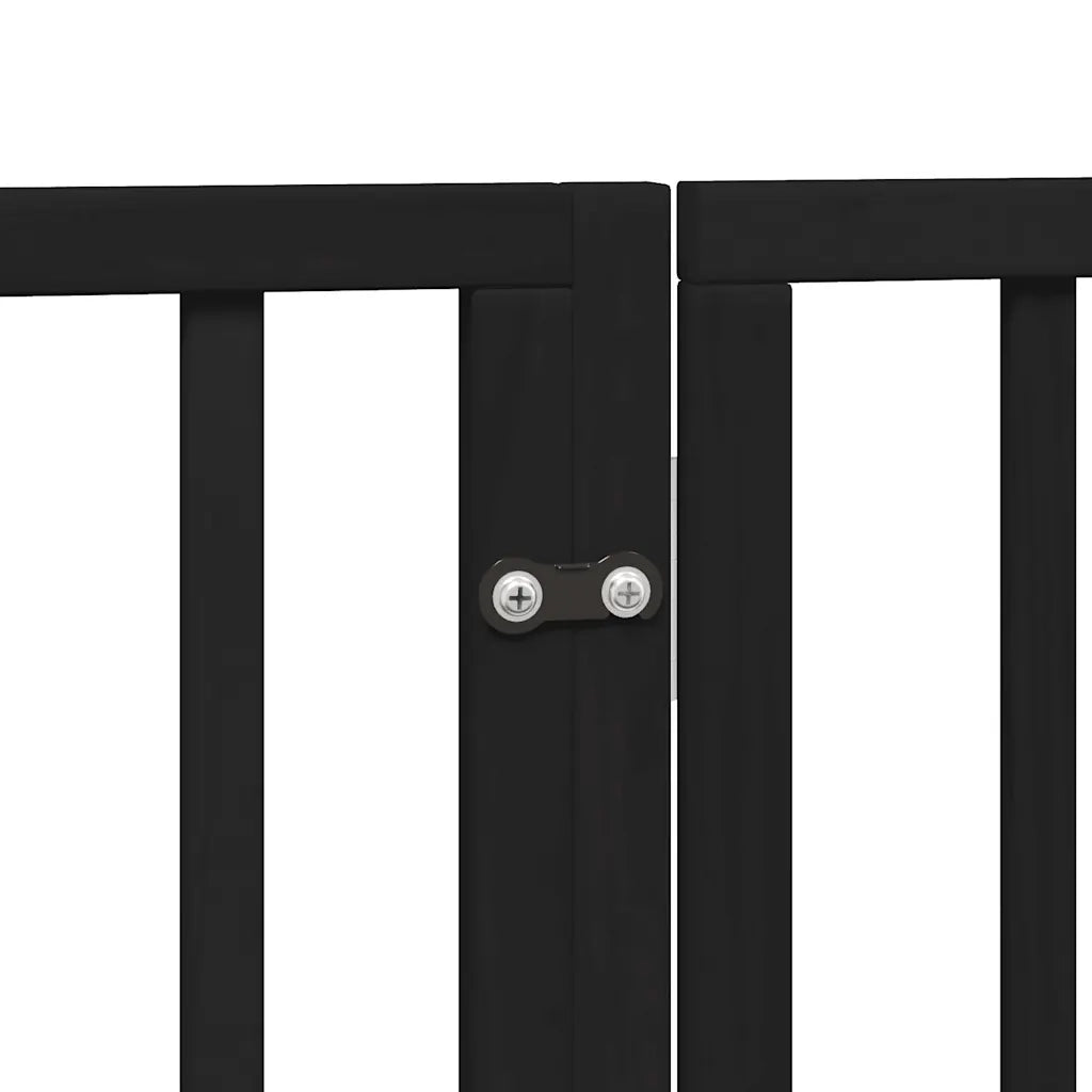 Cancello per Cani Porta Pieghevole Nero 6 Pannelli 480cm Pioppo 3155573