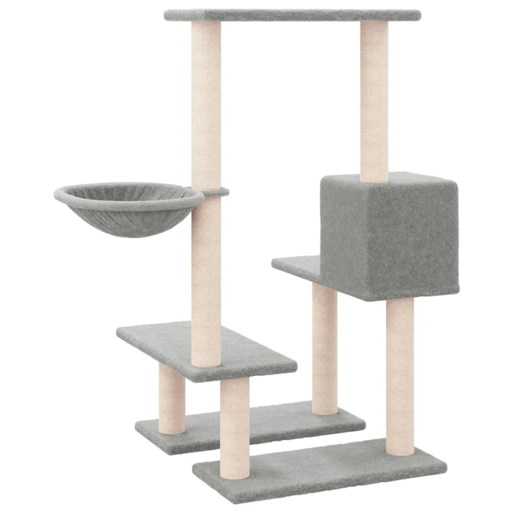 Tiragraffi per gatti torre per arrampicata giocattolo piattaforma per arrampicata con tiragraffi in sisal leggero 94,5 cm grigio 02_0022629