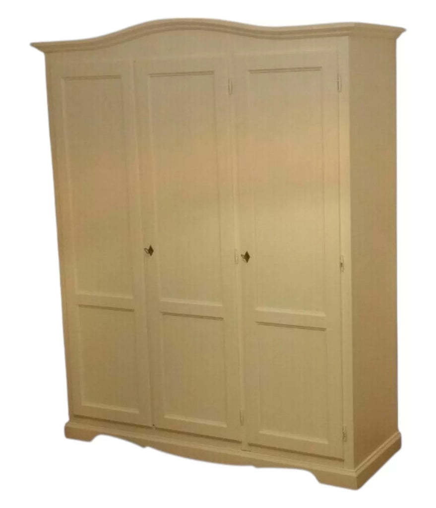 Armadio 3 ante legno gendarme shabby avorio 158x56x197 - Mobili 2G