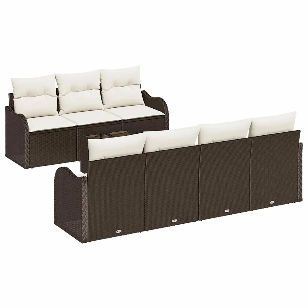 Set Divano da Giardino con cuscino 8 pcs Marrone e Crema 3354277