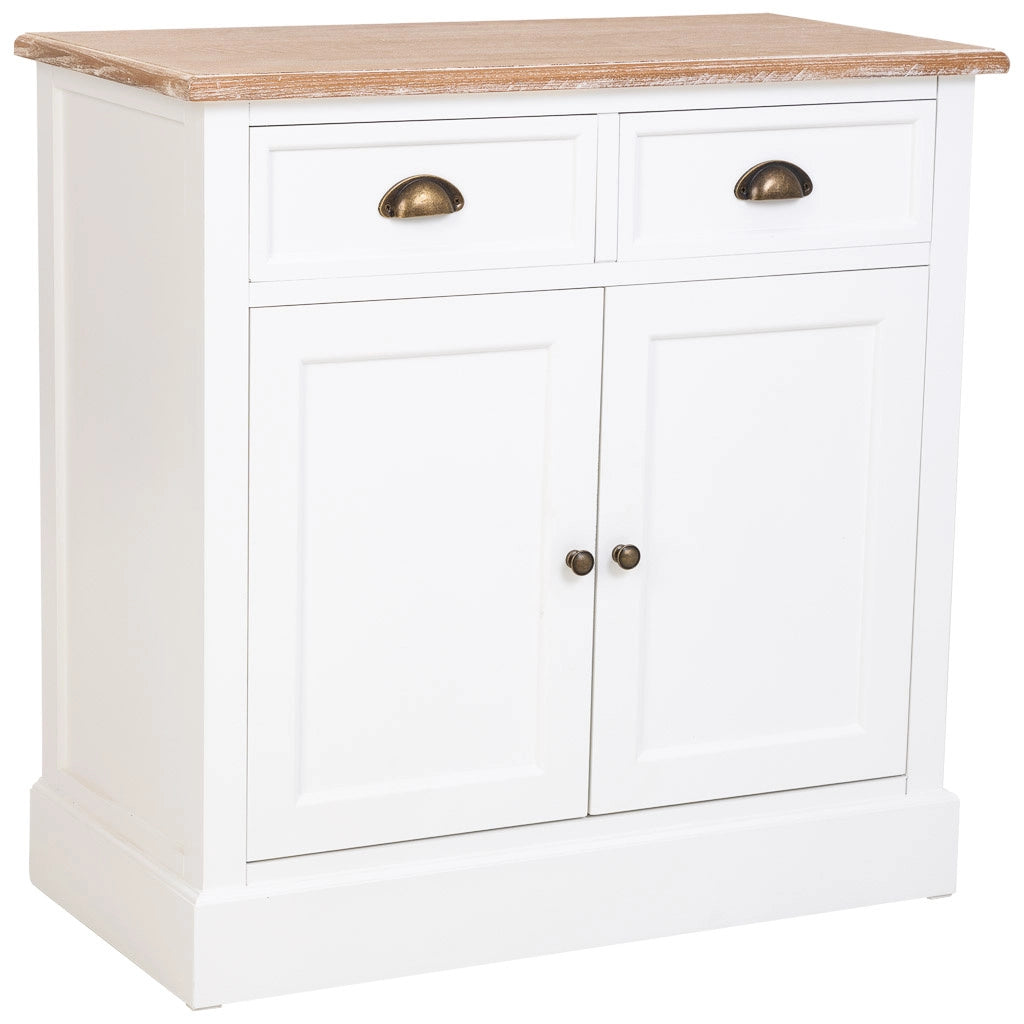 Mobile da ingresso in legno bianco 2 cassetti e 2 ante 82x39,5x80h cm