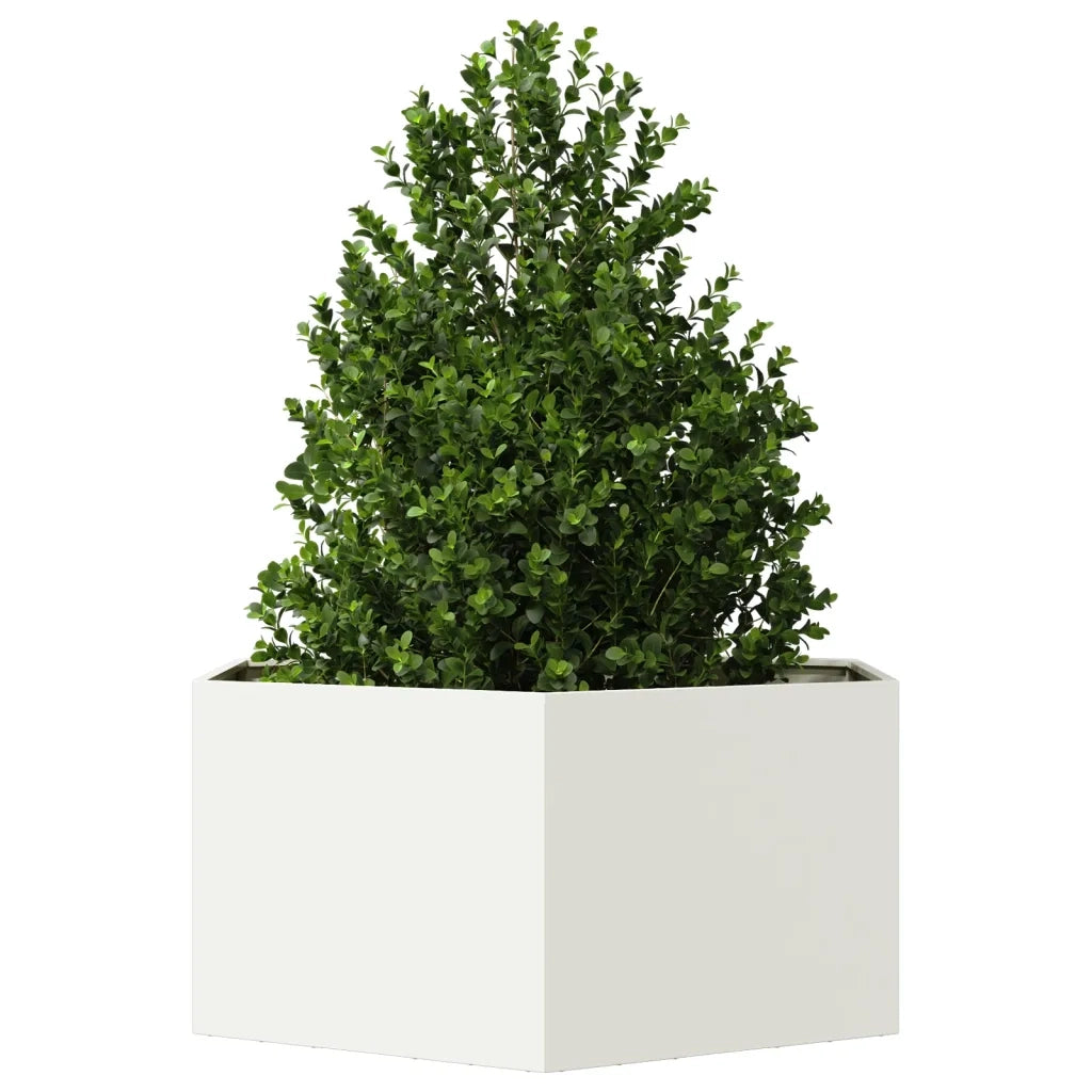 Fioriera | Cassetta per fiori | Vaso da Giardino Bianca Esagono 104x90x45 cm in Acciaio