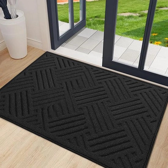 Matte per porta interna 50x80cm, Asciugabile, Impermeabile, Mat per porta antiscivolo, Pannolino per porta antiscivolo per ingresso (Nero 4)
