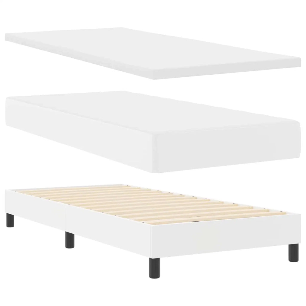 Letto a molle con materasso Bianco 90 x 200 cm Pelle sintetica 3339033