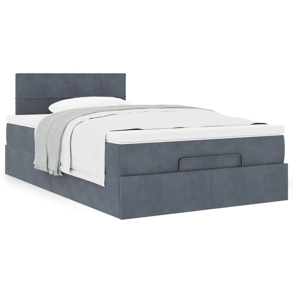Pouf Letto con Materasso Grigio Scuro 120x190 cm Velluto 3311760