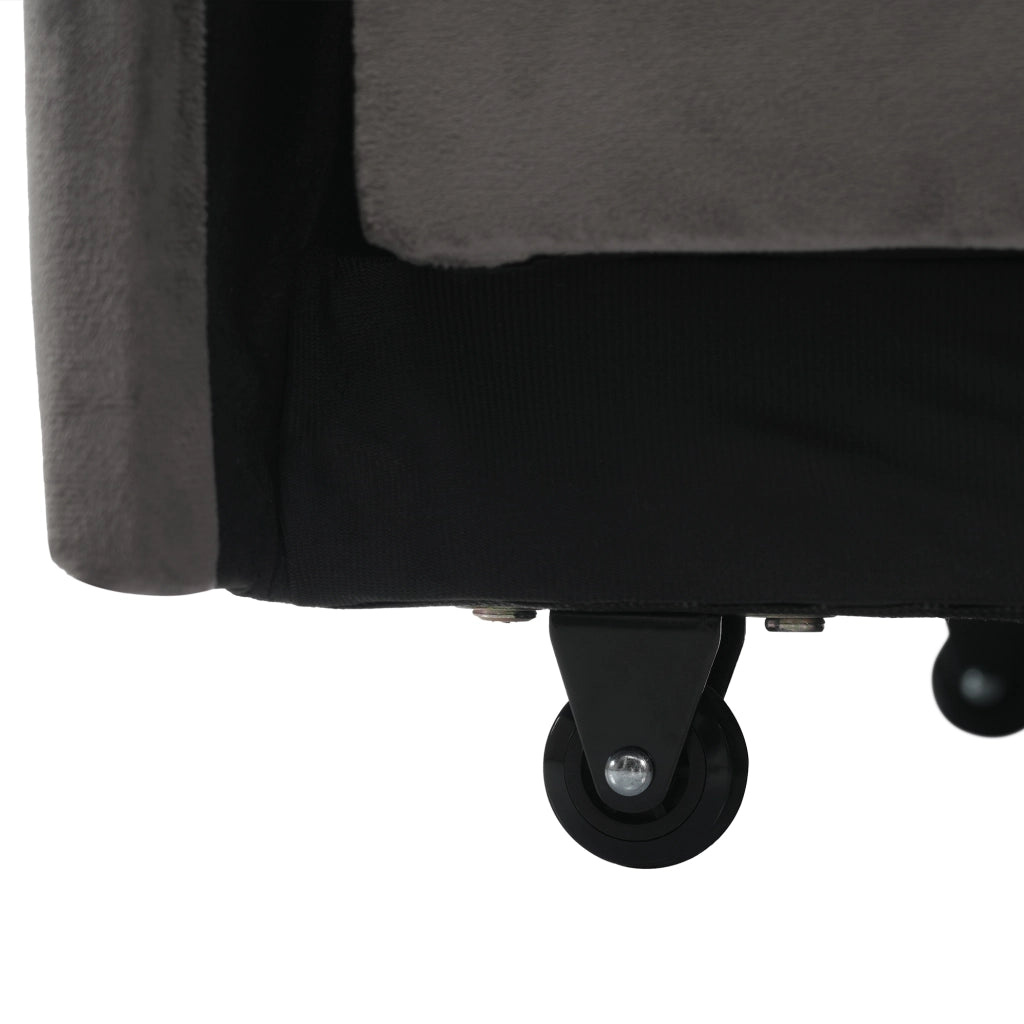 OKWISH Poltrona Letto 3 in 1, Schienale Regolabile con Portabicchieri, Supporto per Telefono e Tasca Laterale, Velluto Grigio Scuro