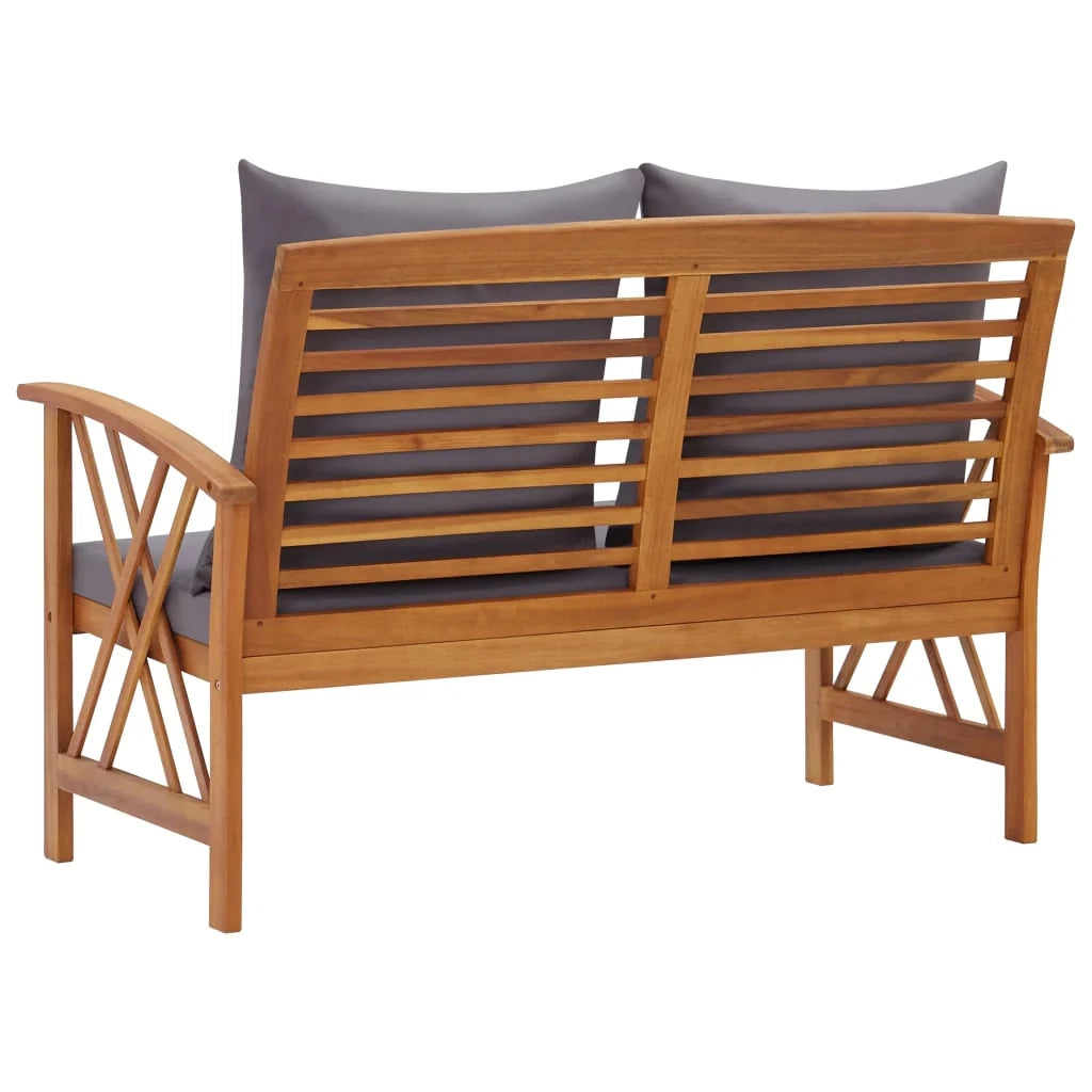 Panca da giardino mobili da esterno per patio mobili da terrazza con cuscini 119 x 67 x 83 cm legno massello di acacia 02_0011589
