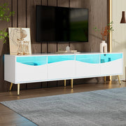 Mobile TV con LED ¨C Xylo ¨C Bianco, Vetro, Metallo Dorato, 180x40x50 cm