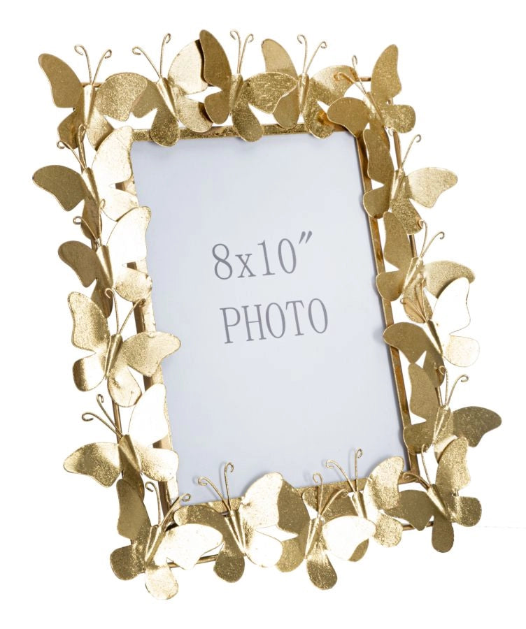 Cornice Butterfly Glam 35x15x38 cm in Ferro e Vetro Oro