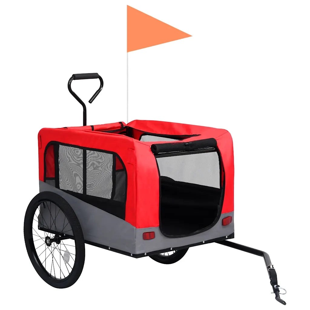 Rimorchio Bici Animali e Carrello Jogging 2 in 1 Rosso e Grigio CFW4643834