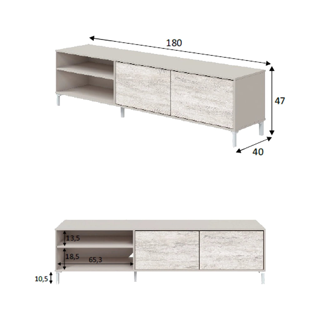 Nociglia, Mobile Porta tv Cassetti, 180x40x47h cm Beige