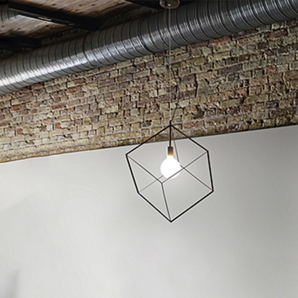 Sospensione Contemporanea Cube Metallo Nero 1 Luce E27