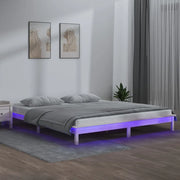 Giroletto con LED-Struttura Letto Bianco 120x200 cm in Legno Massello 977695