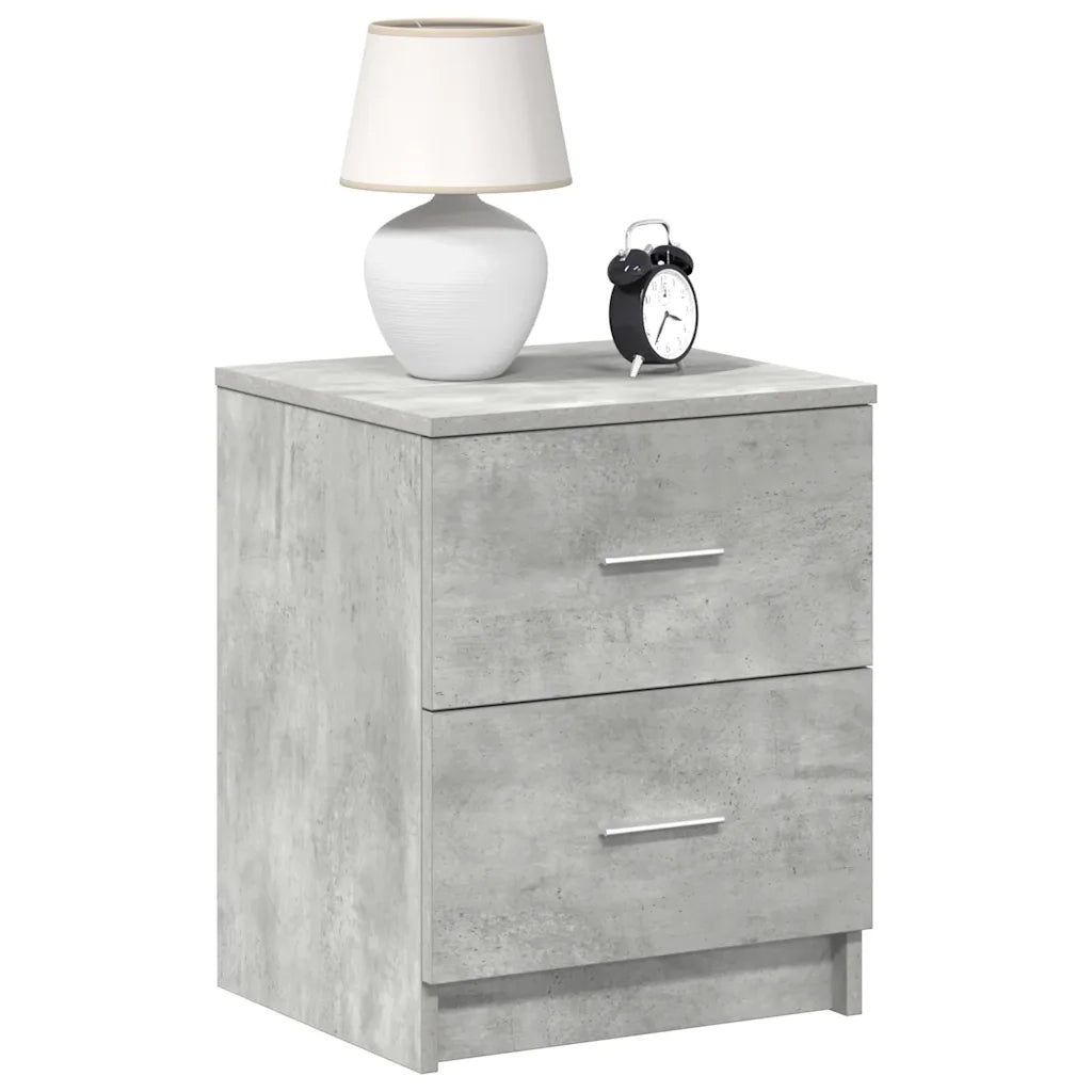 Comodini 2 pz con 2 Cassetti Grigio Cemento 40x36x50 cm