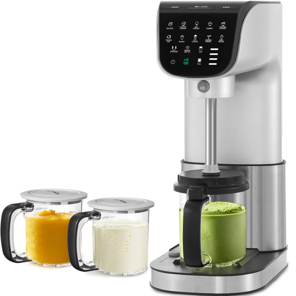 Macchina per Gelato Automatica 11-in-1 ¨C Xylo ¨C 3 Contenitori, Sorbetto, Frapp¨¨, Argento