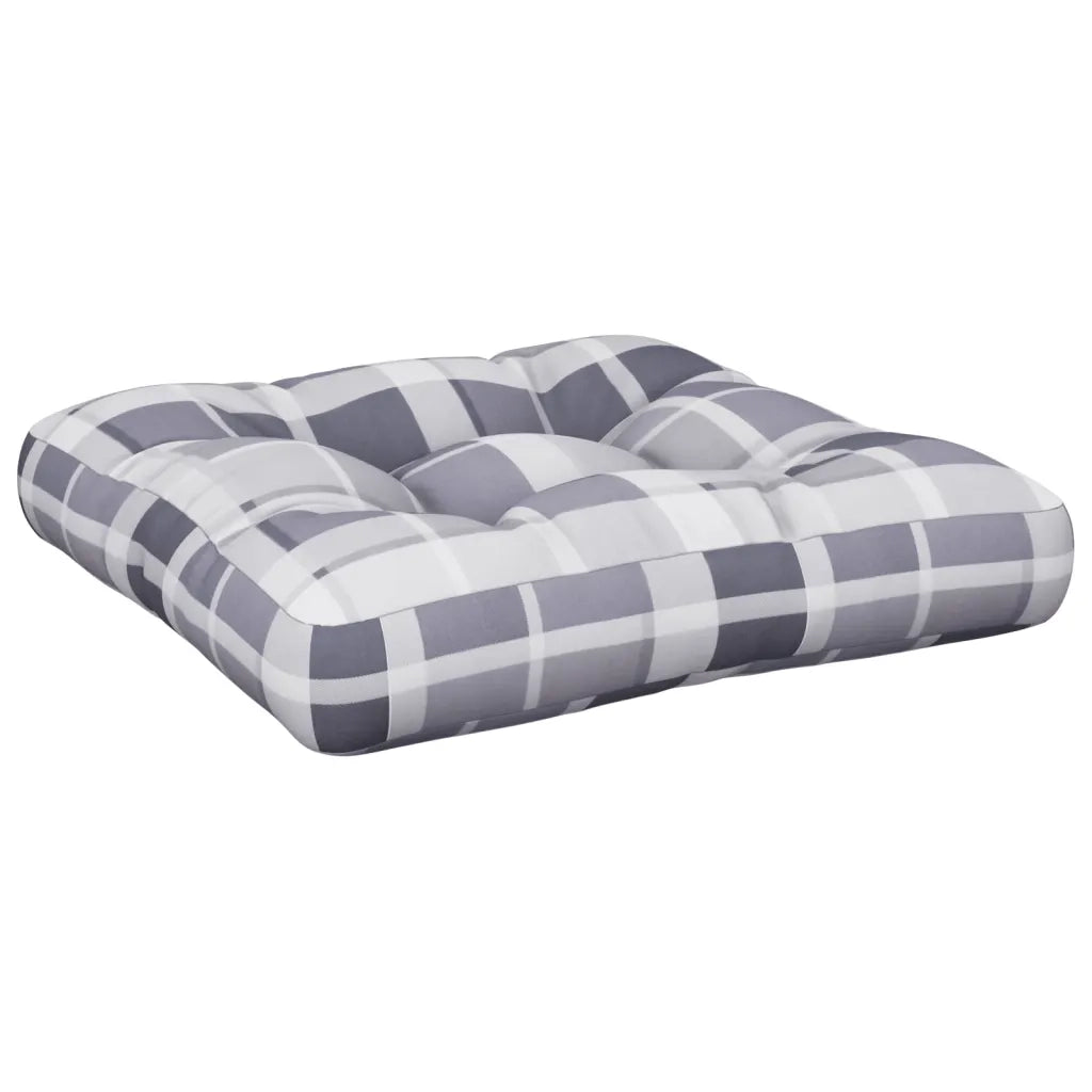 Cuscini per Pallet 2 pz Grigi a Quadri in Tessuto 360659